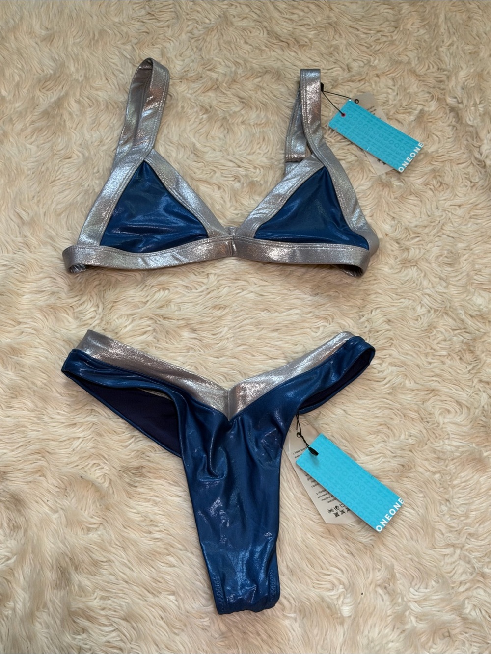 NWT Oneone Swimwear Metallic Bikini (Small Top/Medium Bottom)